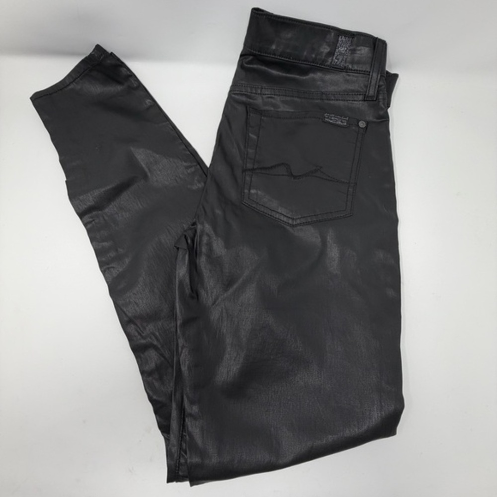 7 For All Mankind Jeans Women 29 Gwenevere Super Skinny Waxed Black Ladies